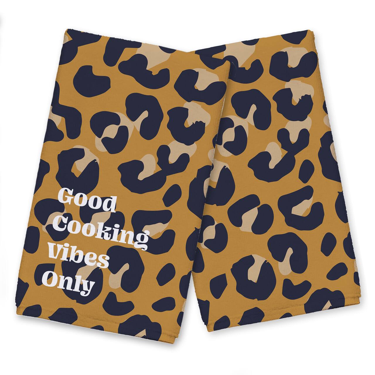Good Cooking Vibes Only Leopard Tea Towel Set